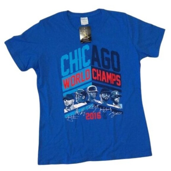 Chicago Cubs T Shirt Players 2016 World Series Champions MLB Womens Medium - Picture 1 of 5